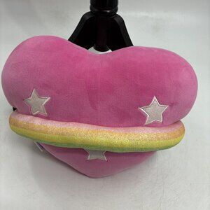 2 Scoops Unisex Heart Throw Pillow Pink Plush Rainbow Star Decorative Pillow